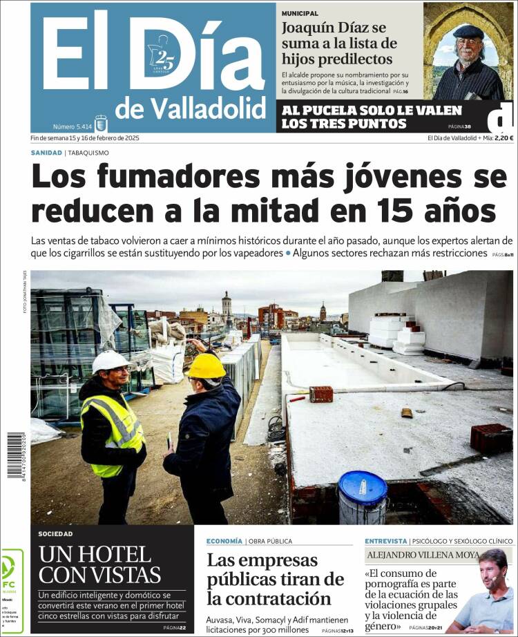 Portada de El Día de Valladolid (Espagne)