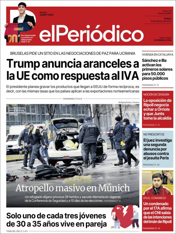 Portada de El Periódico (Espagne)