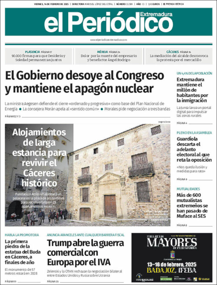 Portada de El Periódico de Extremadura (España)