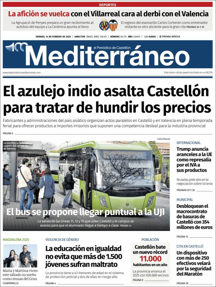 Portada de El Periódico Mediterraneo (Spain)