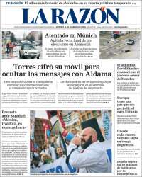 Portada de La Razón (España)