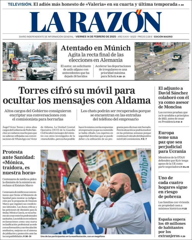 Portada de La Razón (Spain)