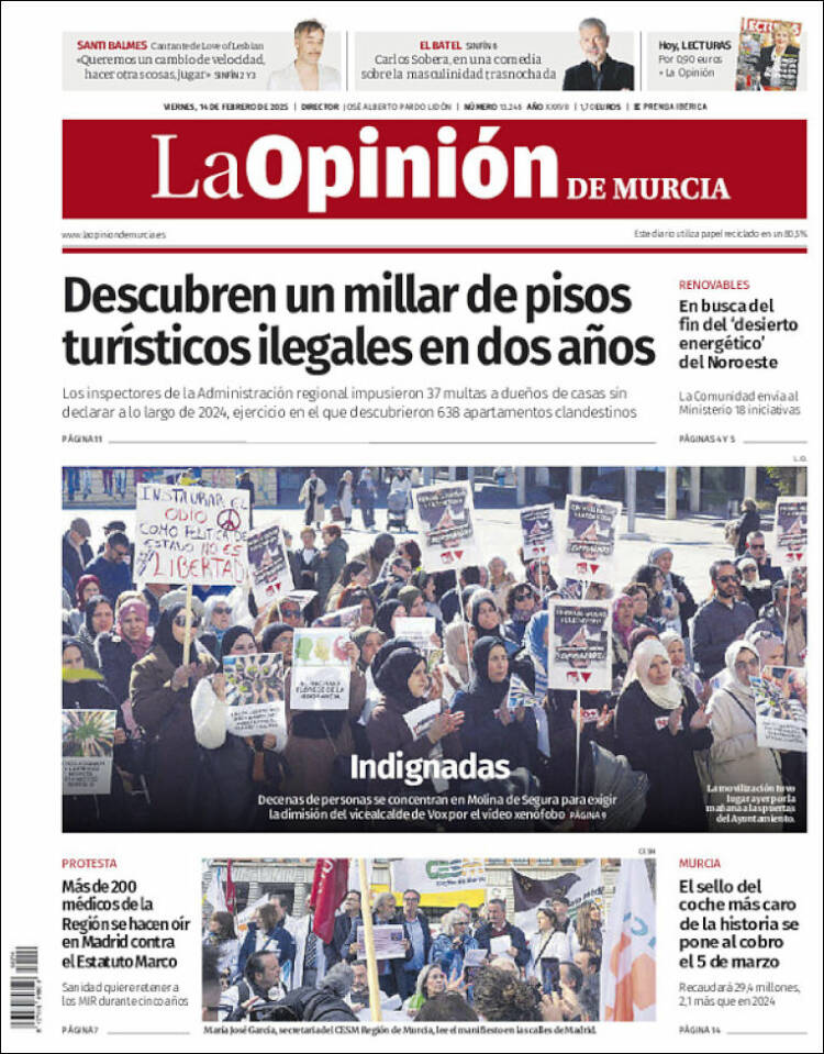 Portada de La Opinión de Murcia (España)