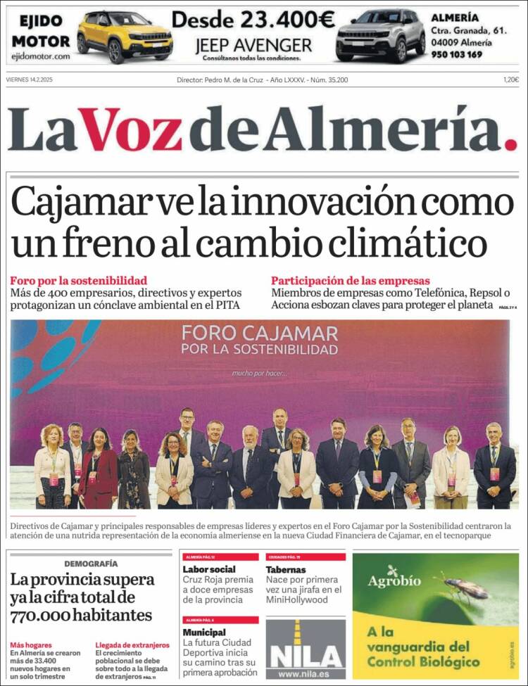 Portada de La Voz de Almería (Espagne)