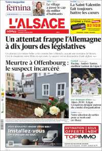 Portada de Journal L'Alsace (Francia)