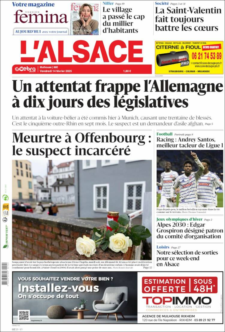 Portada de Journal L'Alsace (France)