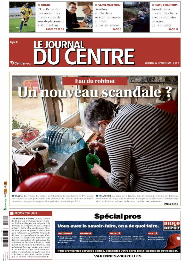 Portada de Le Journal du Centre (Francia)