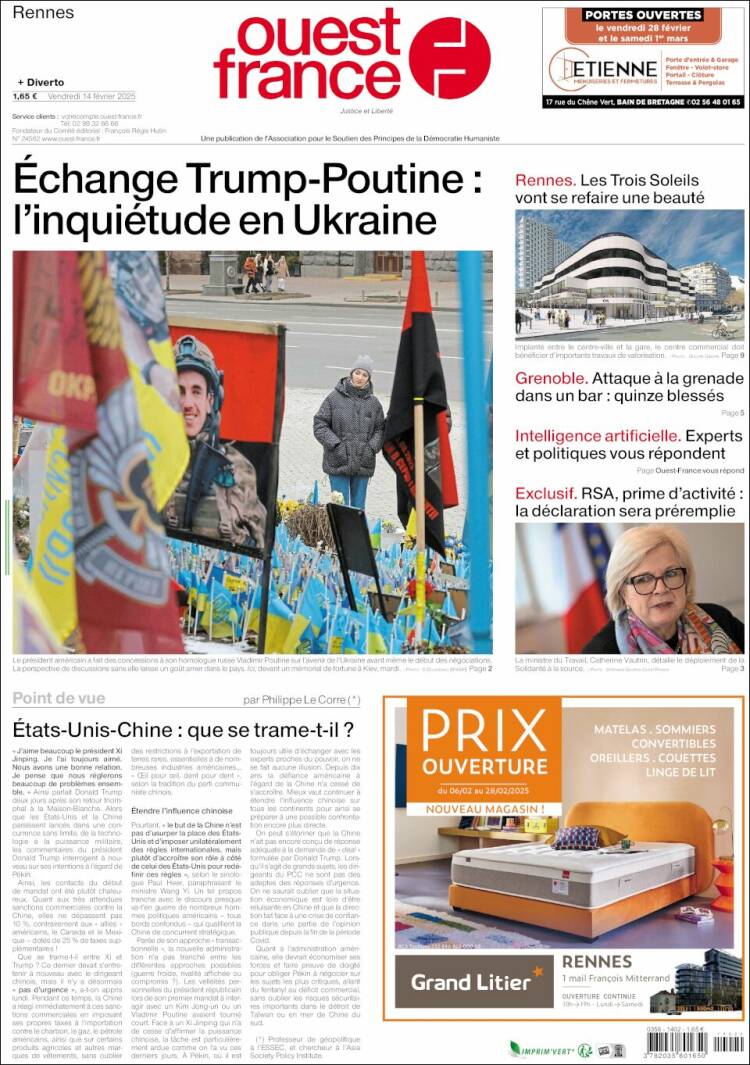 Portada de Ouest France (Francia)