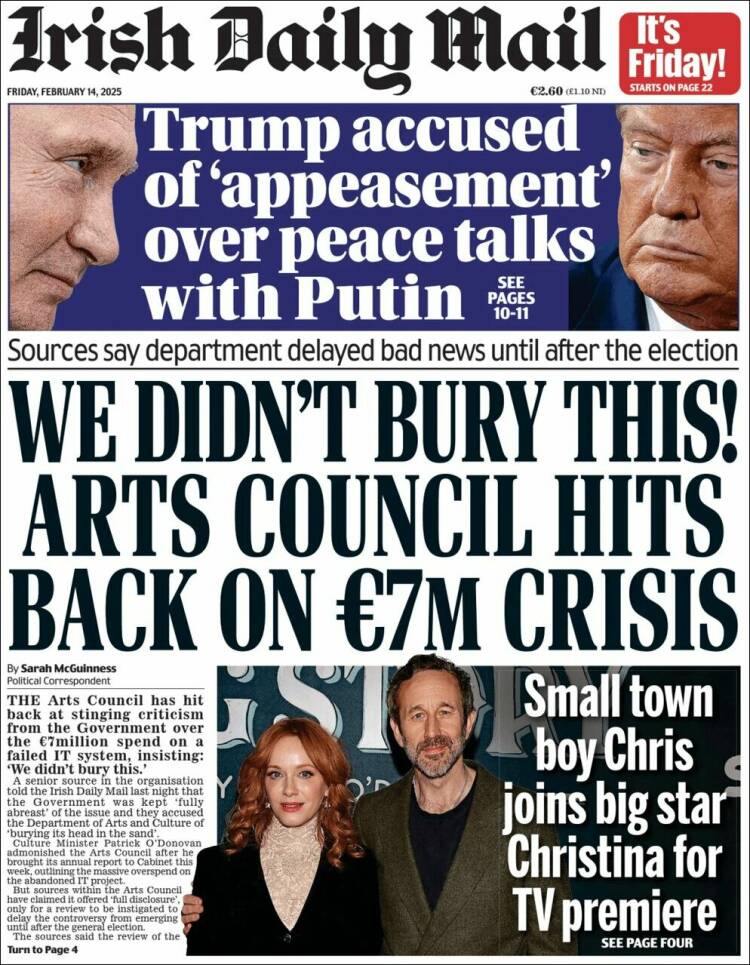 Portada de Irish Daily Mail (Irlanda)