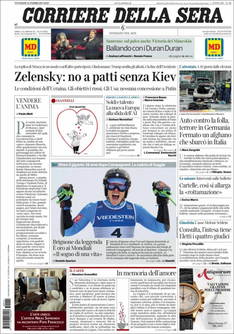 Portada de Corriere della Sera (Italy)