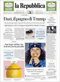 Portada de La Repubblica (Italie)