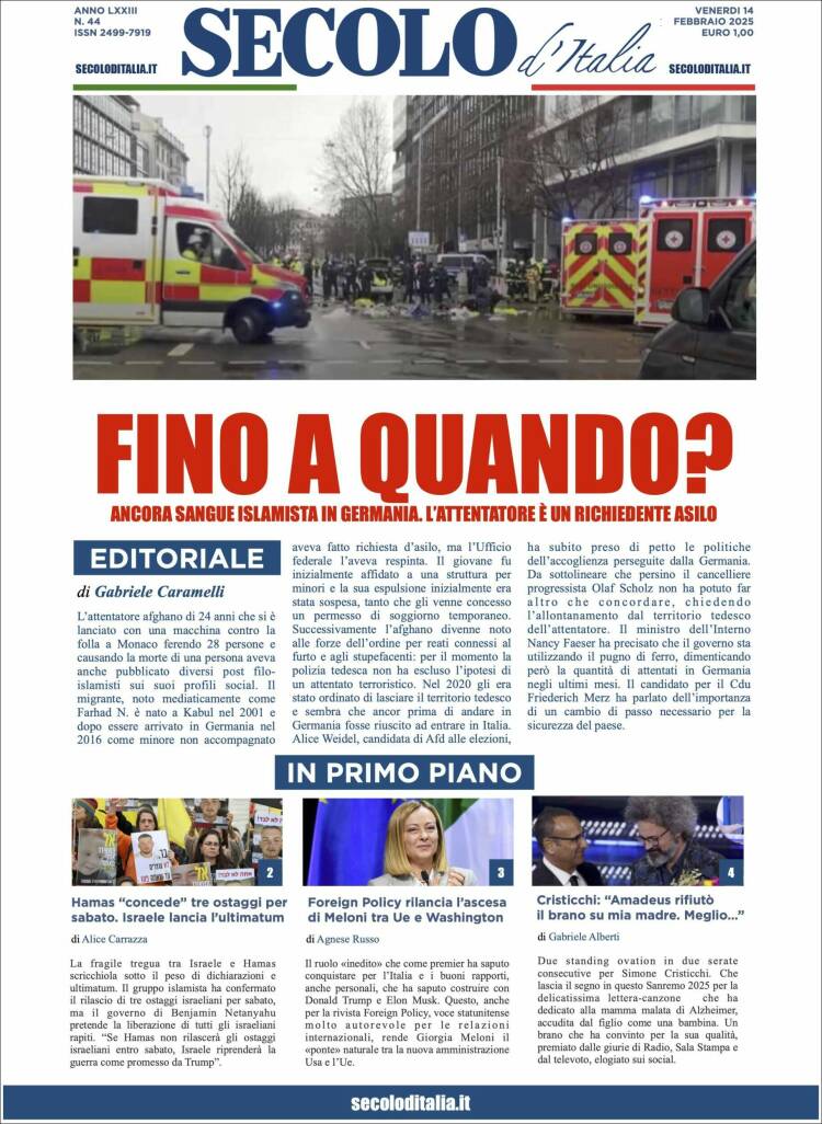 Portada de Secolo d'Italia (Italie)