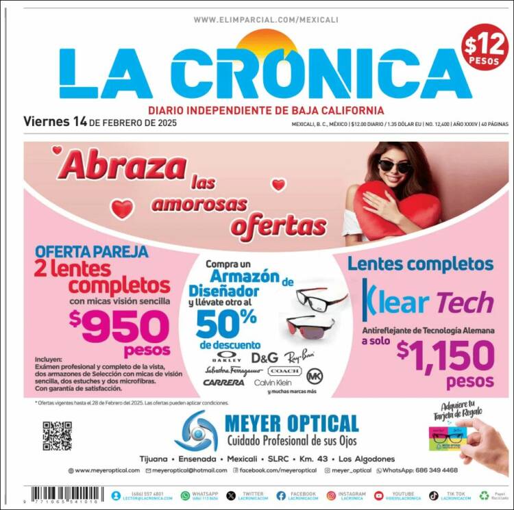 Portada de La Crónica de Baja California (México)