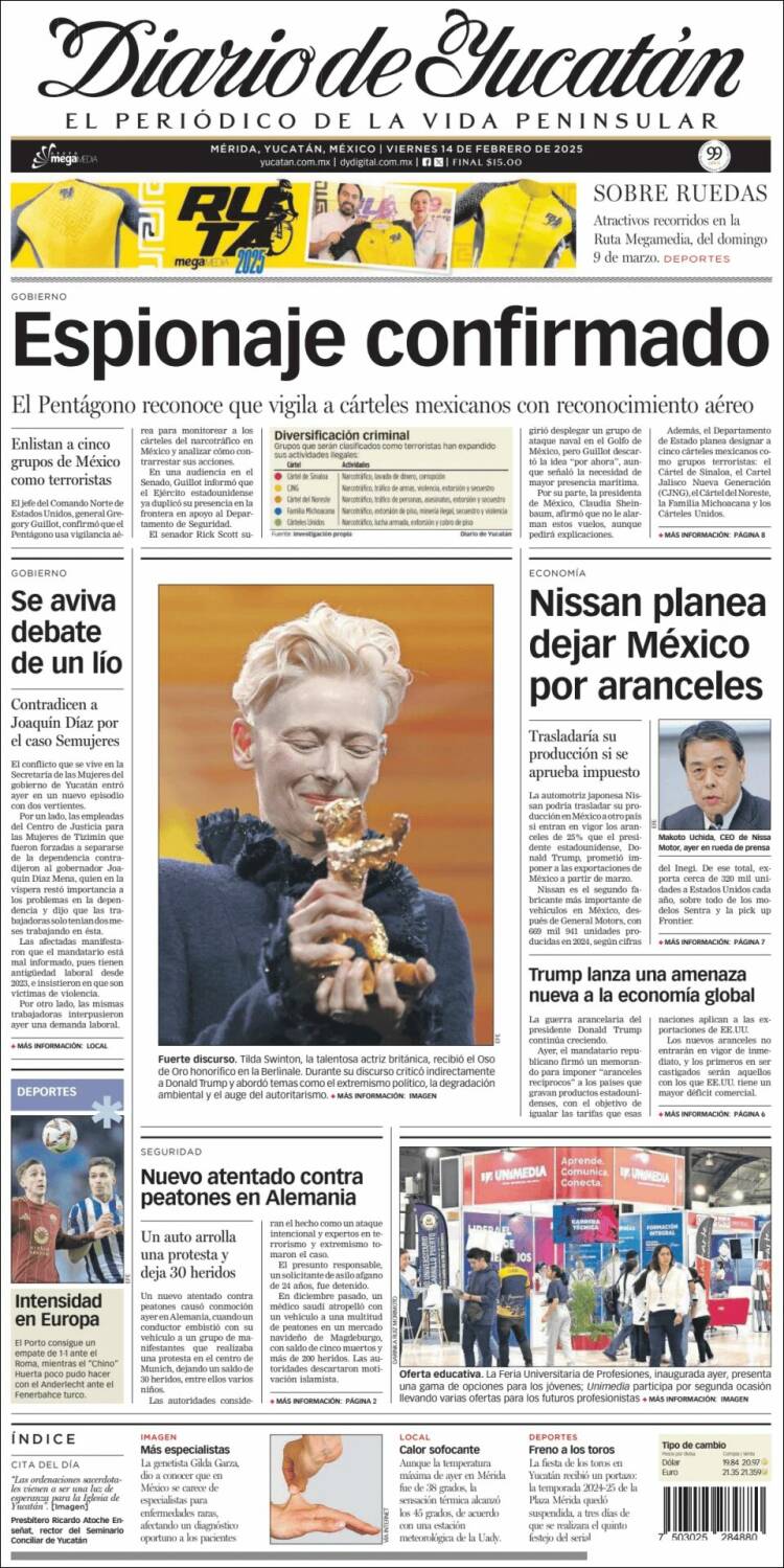 Portada de Diario de Yucatán (México)