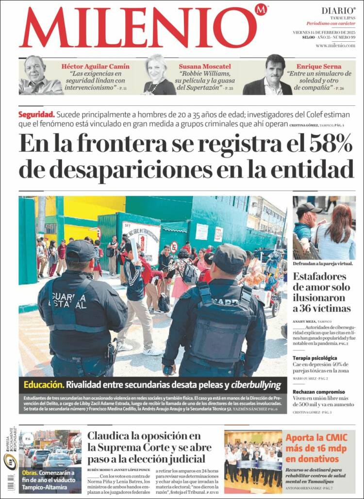 Portada de Milenio - Tamaulipas (México)