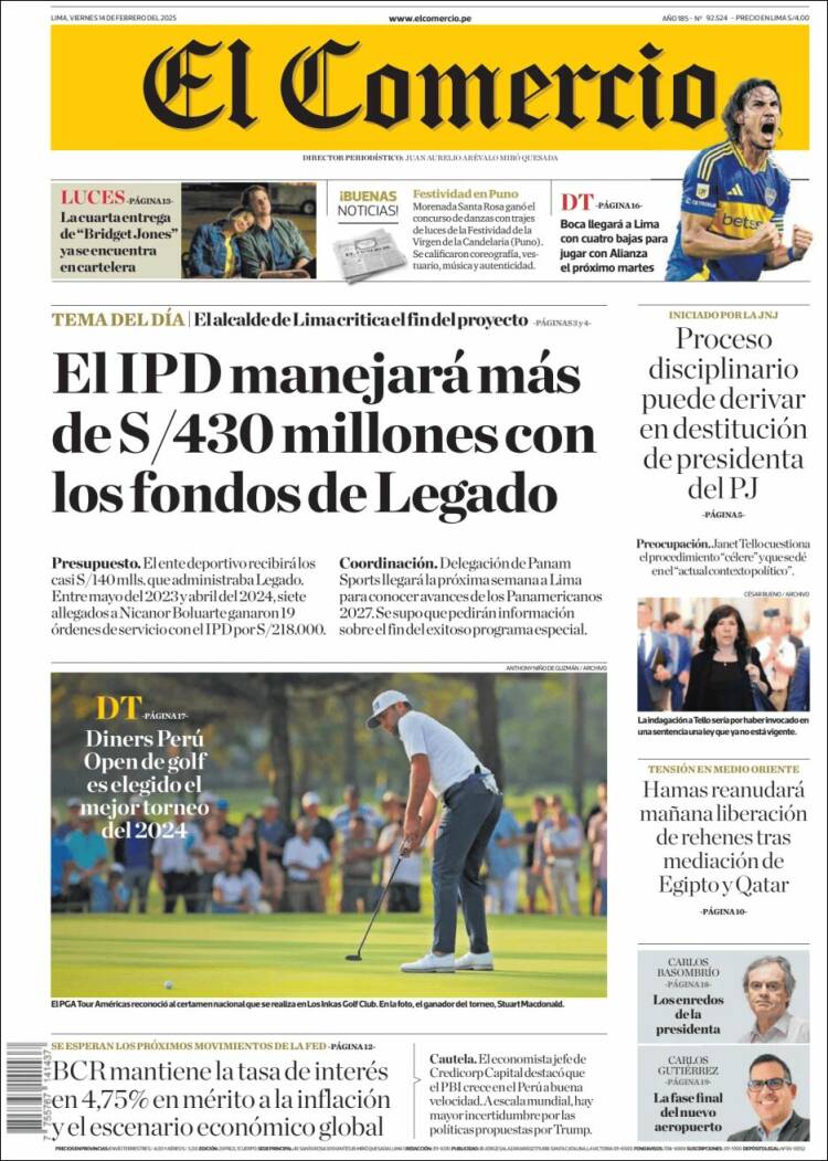 Portada de El Comercio (Perú)