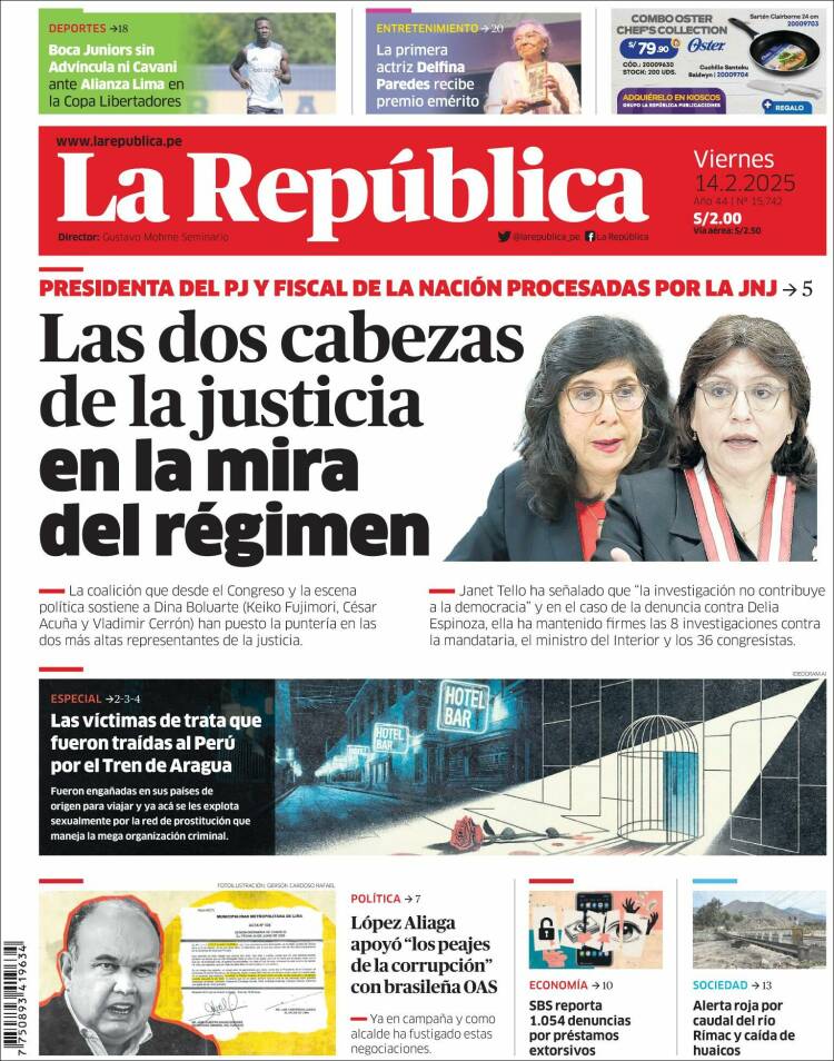 Portada de La Republica (Pérou)