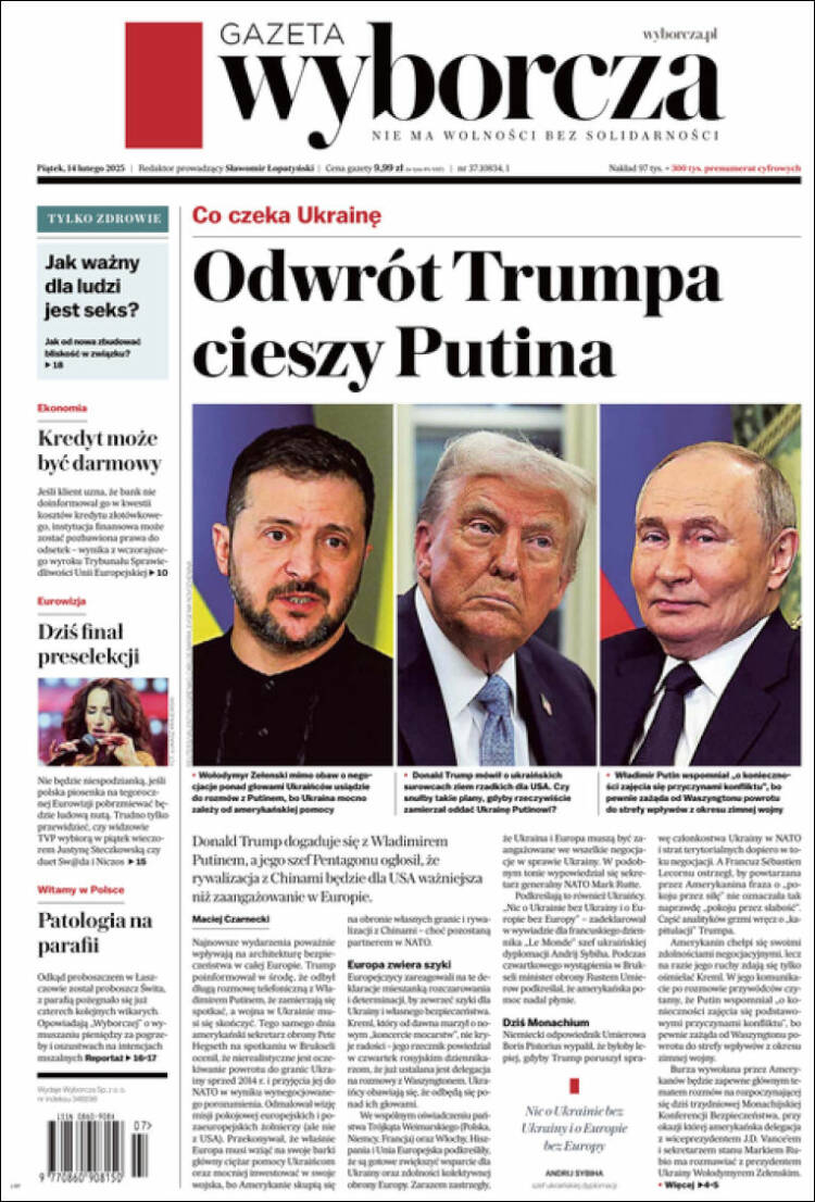 Portada de Gazeta Wyborcza (Polonia)