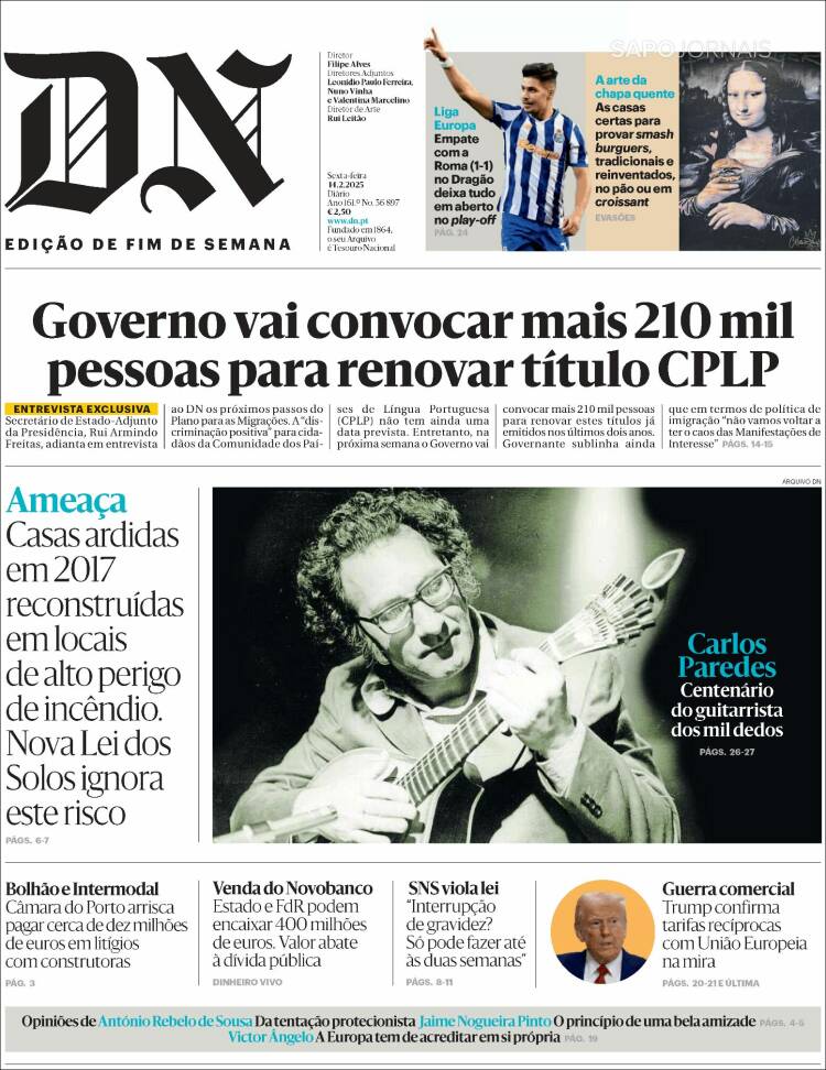 Portada de Diário de Noticias (Portugal)