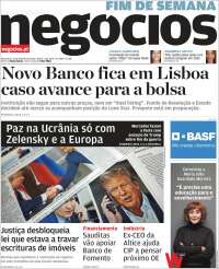 Portada de Jornal de Negócios (Portugal)