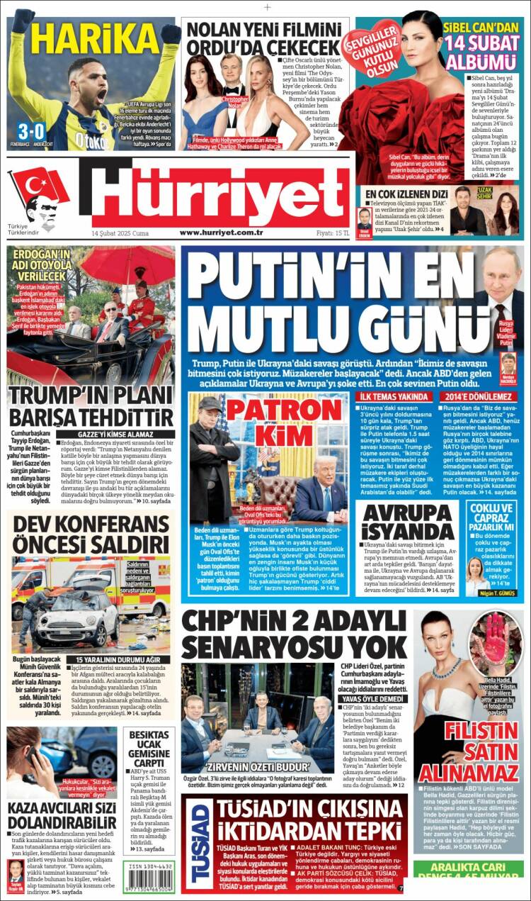 Portada de Hürriyet (Turquie)