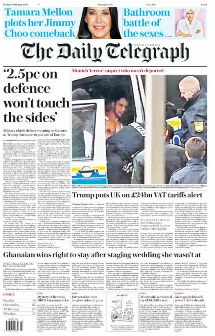 Portada de Daily Telegraph (United Kingdom)