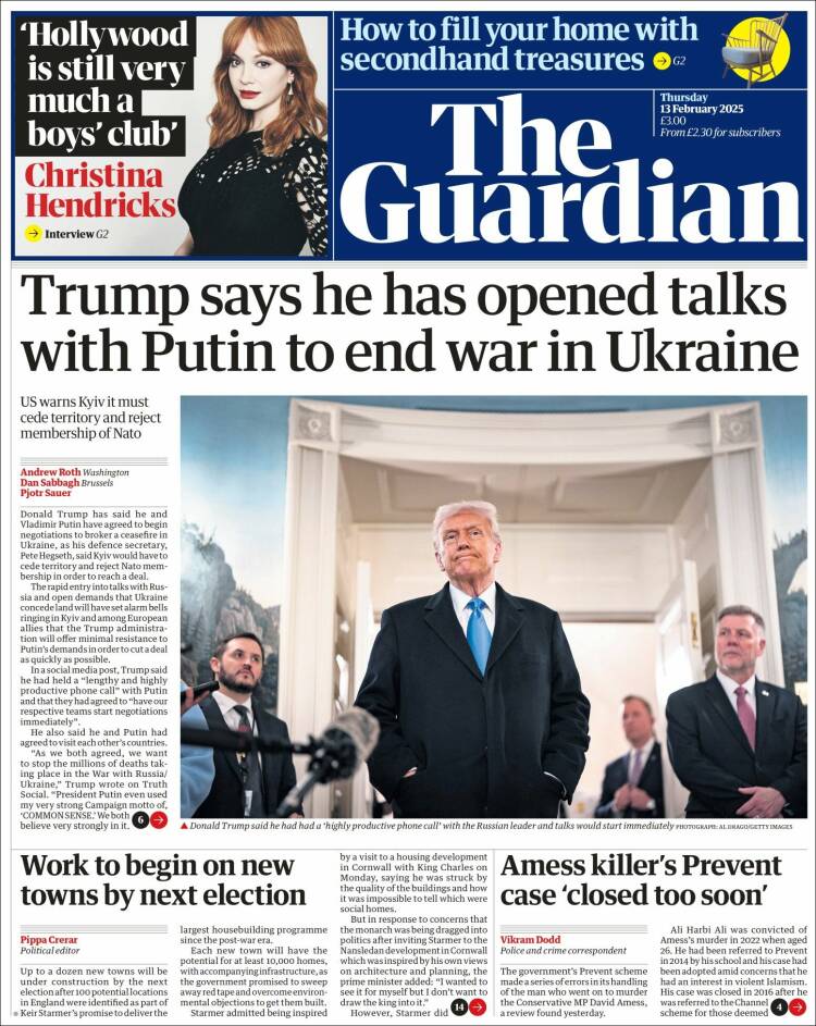 Portada de The Guardian (Royaume-Uni)