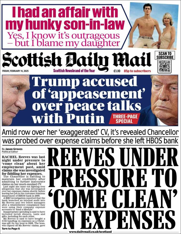 Portada de Scottish Daily Mail (Royaume-Uni)