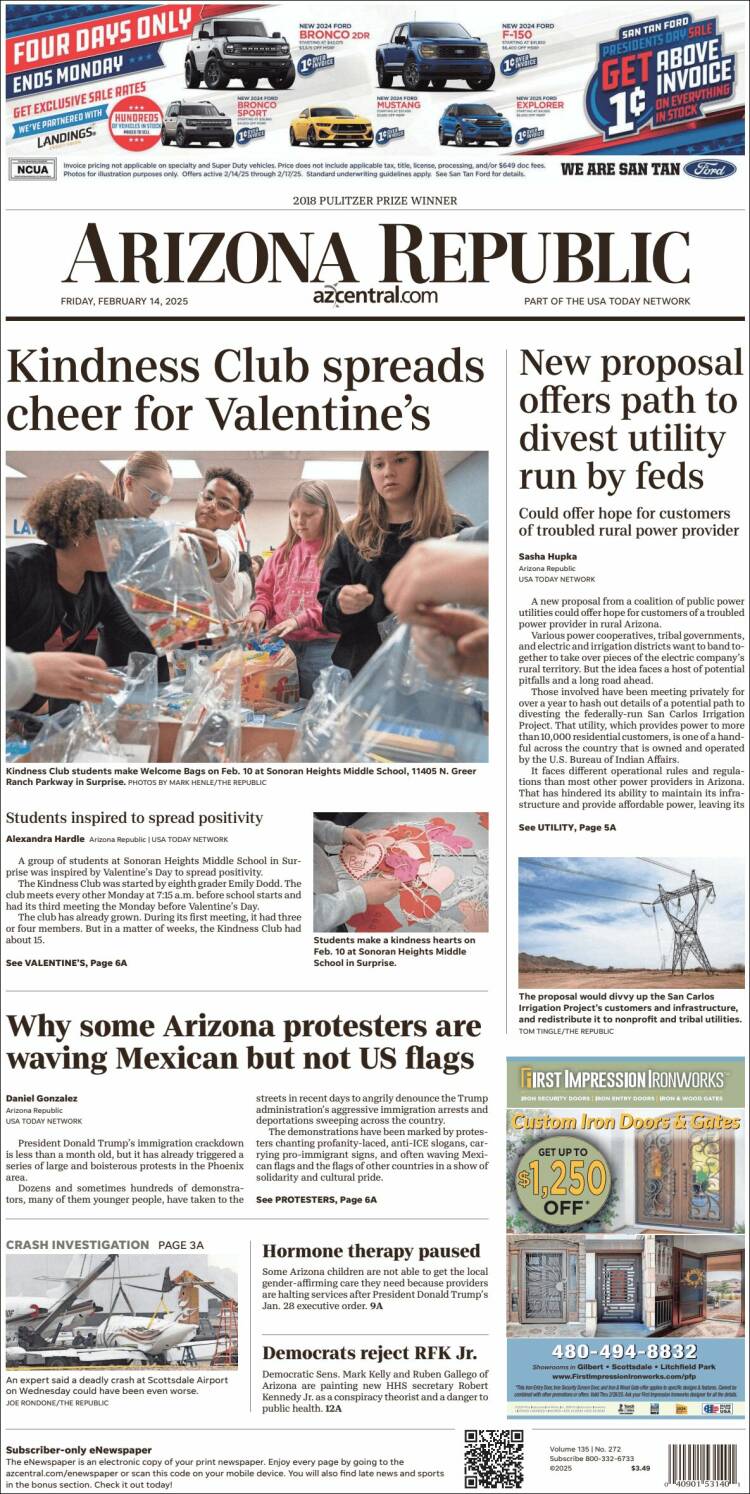 Portada de Arizona Republic News (États-Unis)