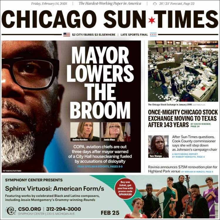 Portada de Chicago Sun-Times (USA)