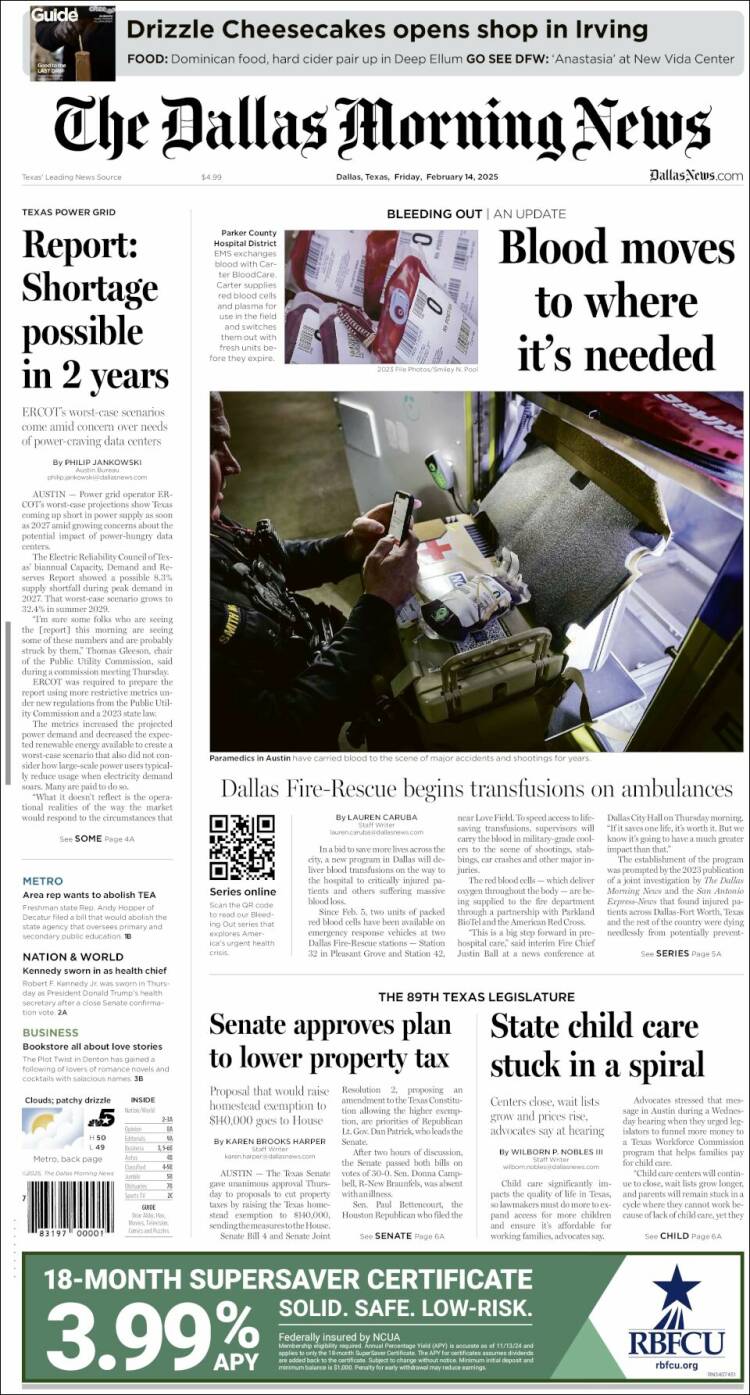 Portada de Dallas Morning News (États-Unis)