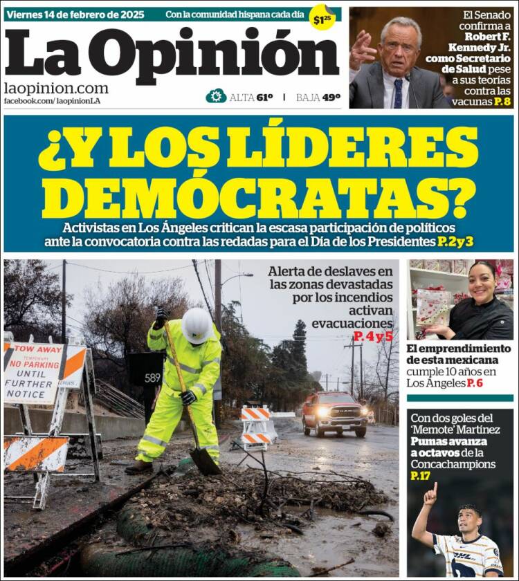 Portada de La Opinión (USA)