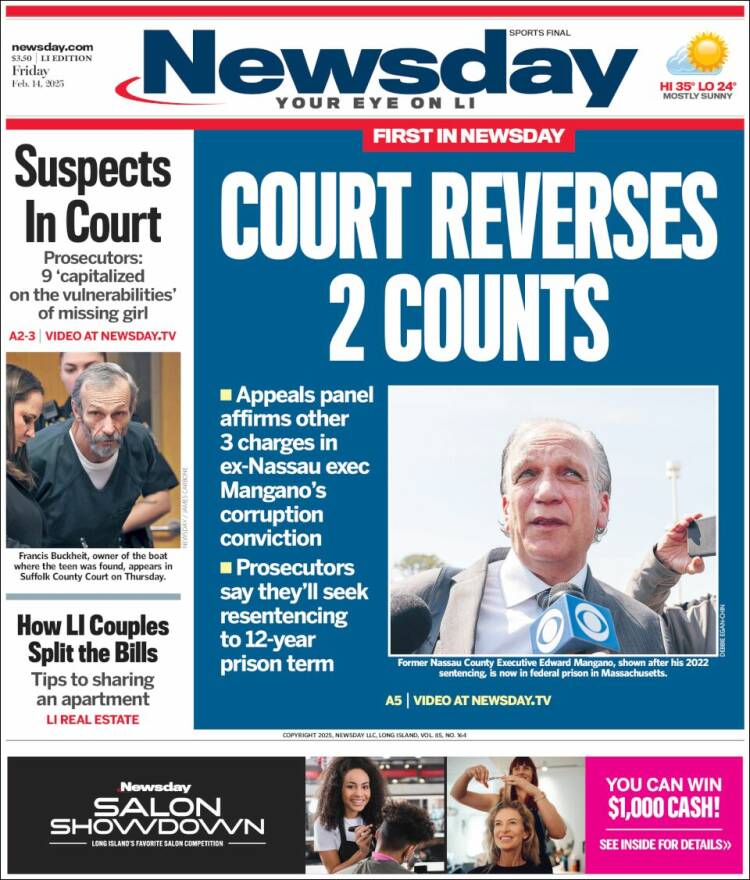 Portada de Newsday (USA)