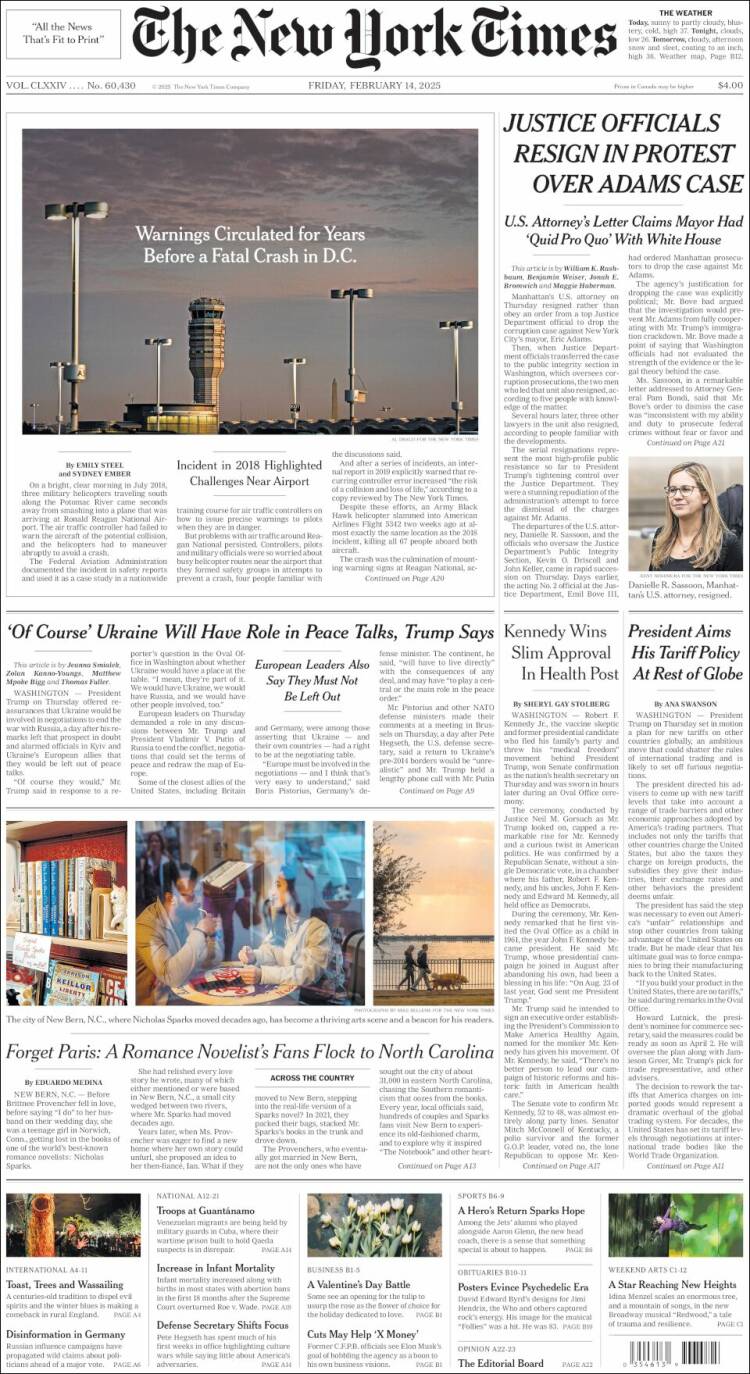 Portada de New York Times (USA)