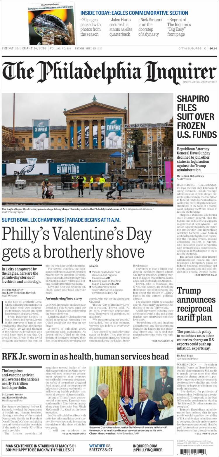 Portada de Philadelphia Inquirer (USA)