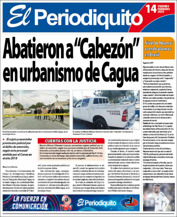 Portada de Periodiquito de Aragua (Venezuela)