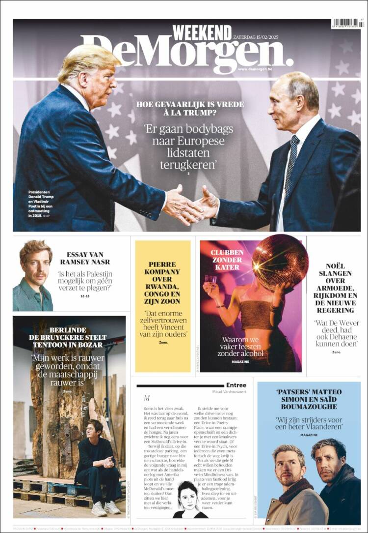 Portada de De Morgen (B&eacute;lgica)