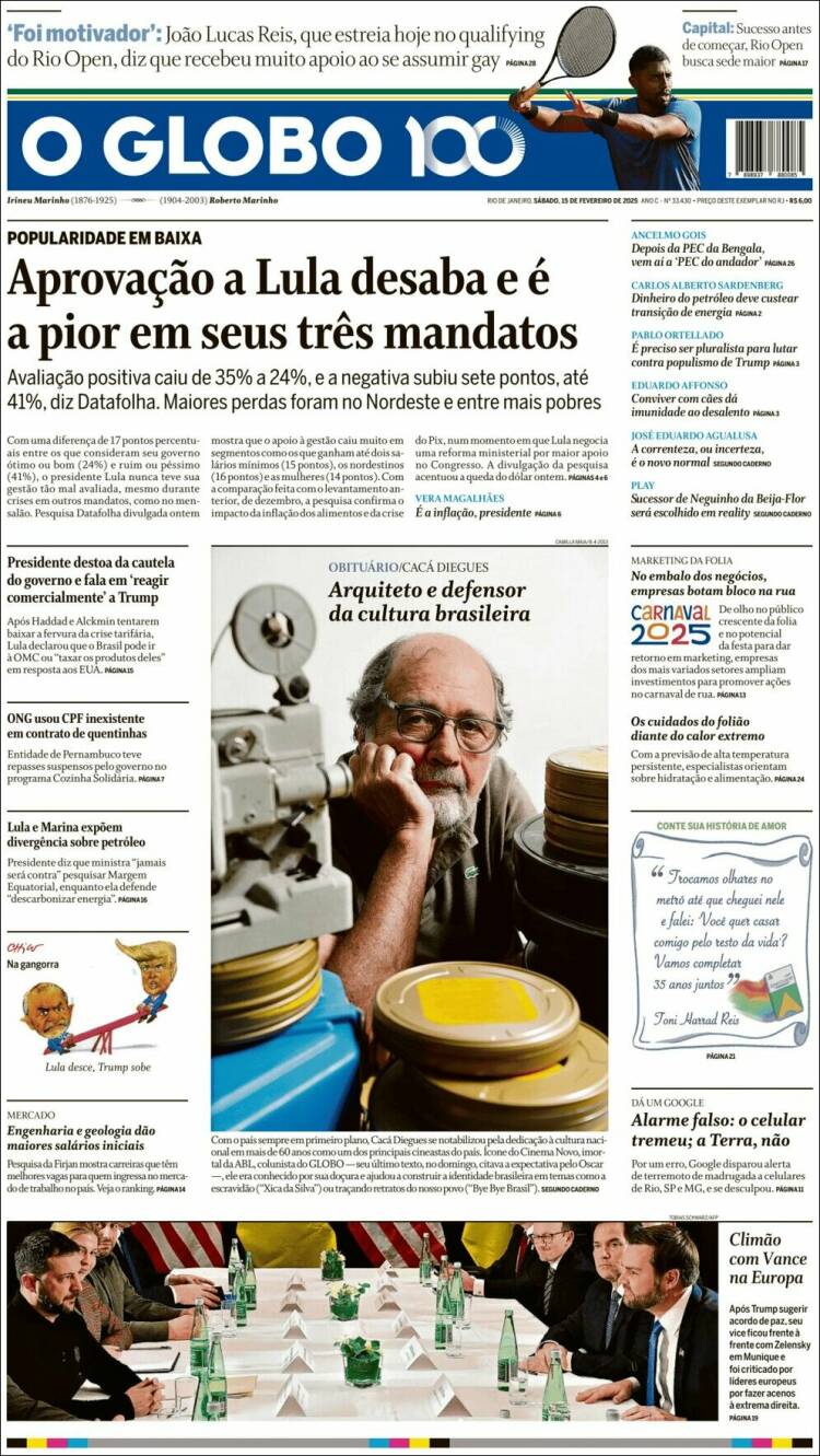 Portada de O Globo (Brasil)