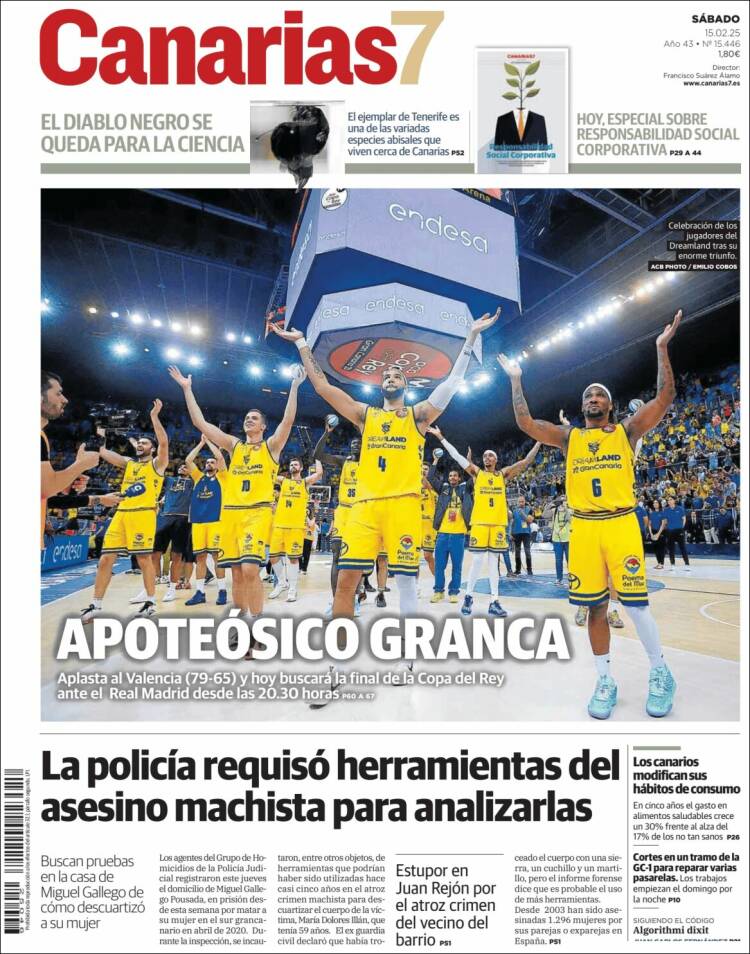 Portada de Canarias 7 (España)