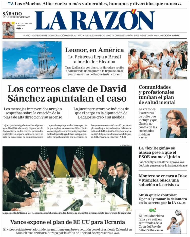 Portada de La Razón (España)