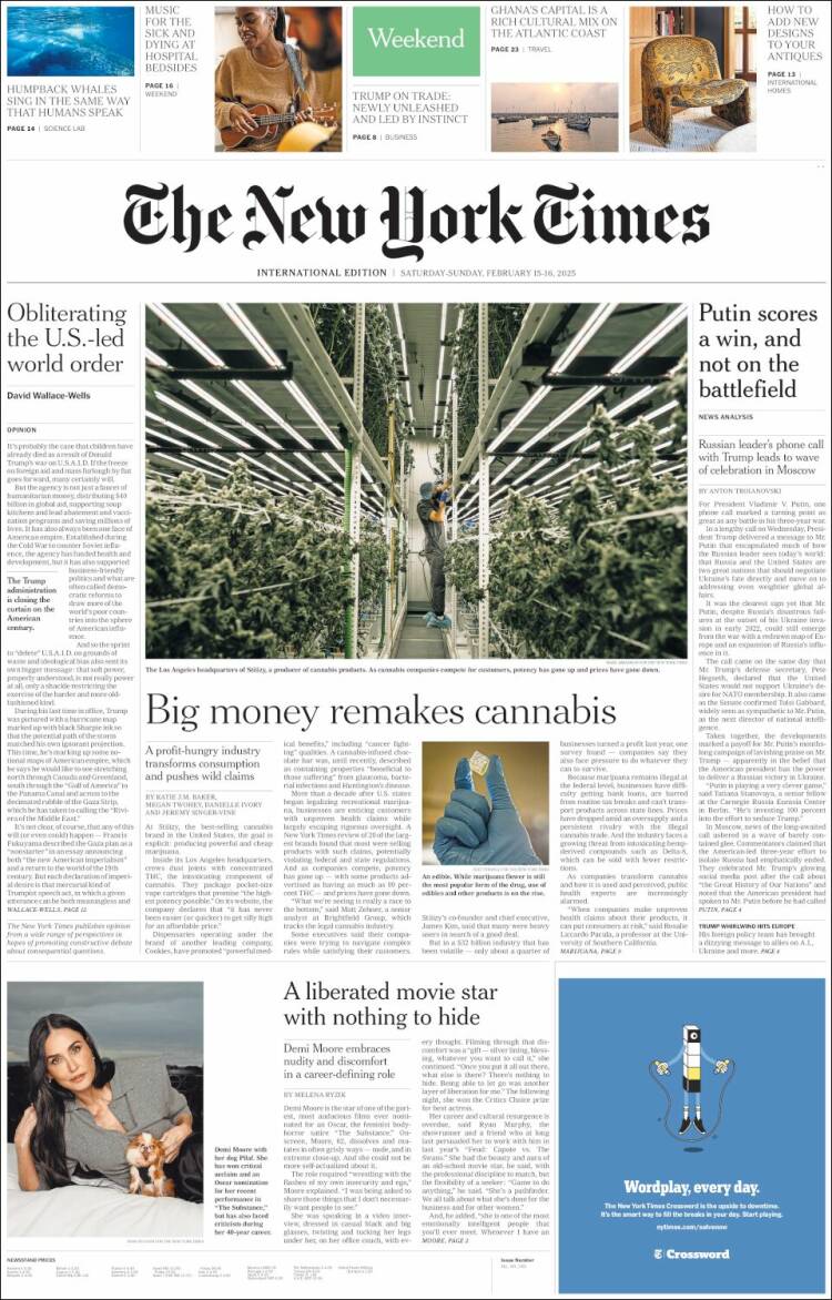 Portada de International New York Times (Europa)