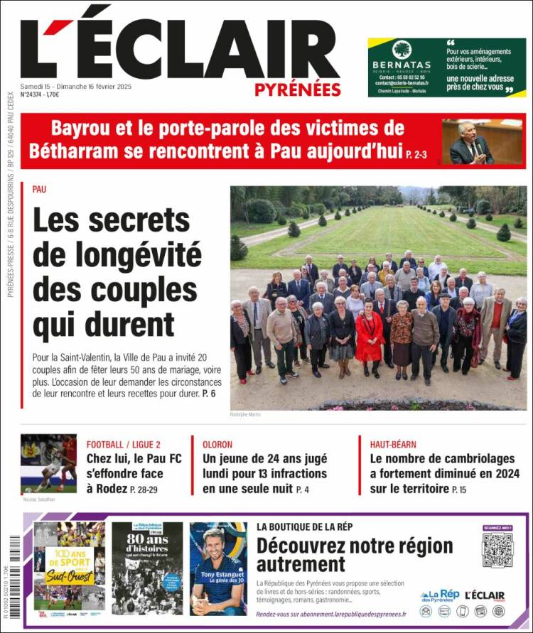 Portada de L'Eclair des Pyrénées (Francia)