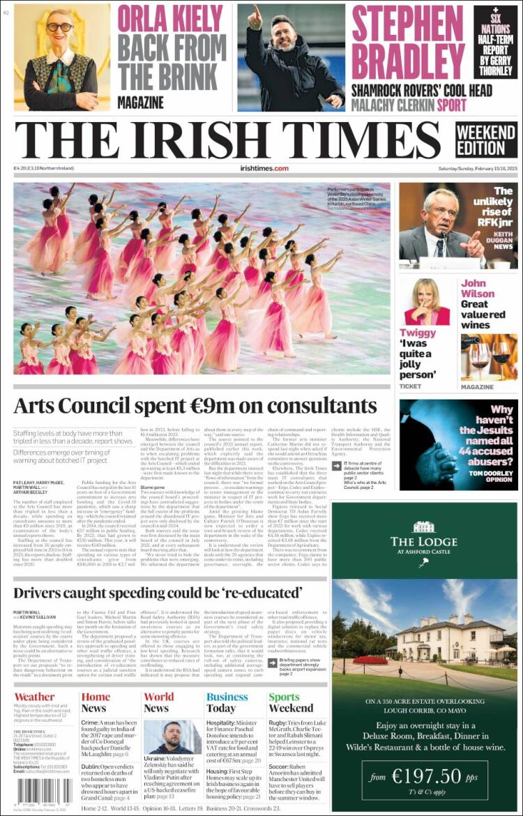 Portada de Irish Times (Irlanda)