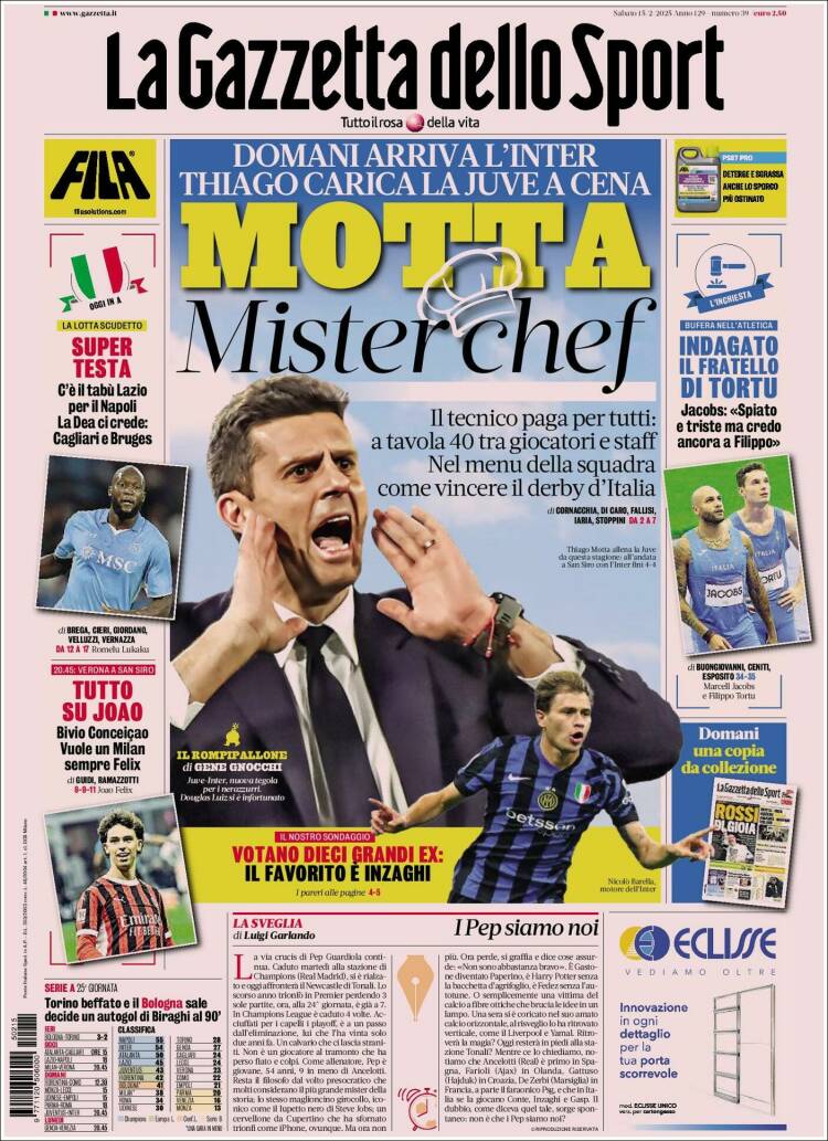 Portada de La Gazzetta dello Sport (Italia)