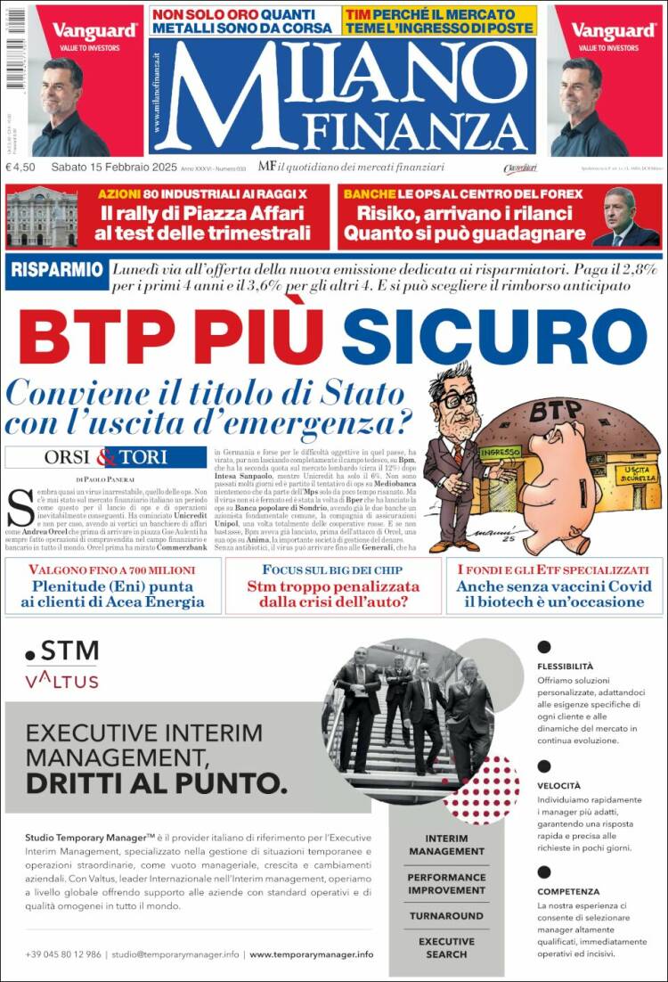 Portada de Milano Finanza (Italia)