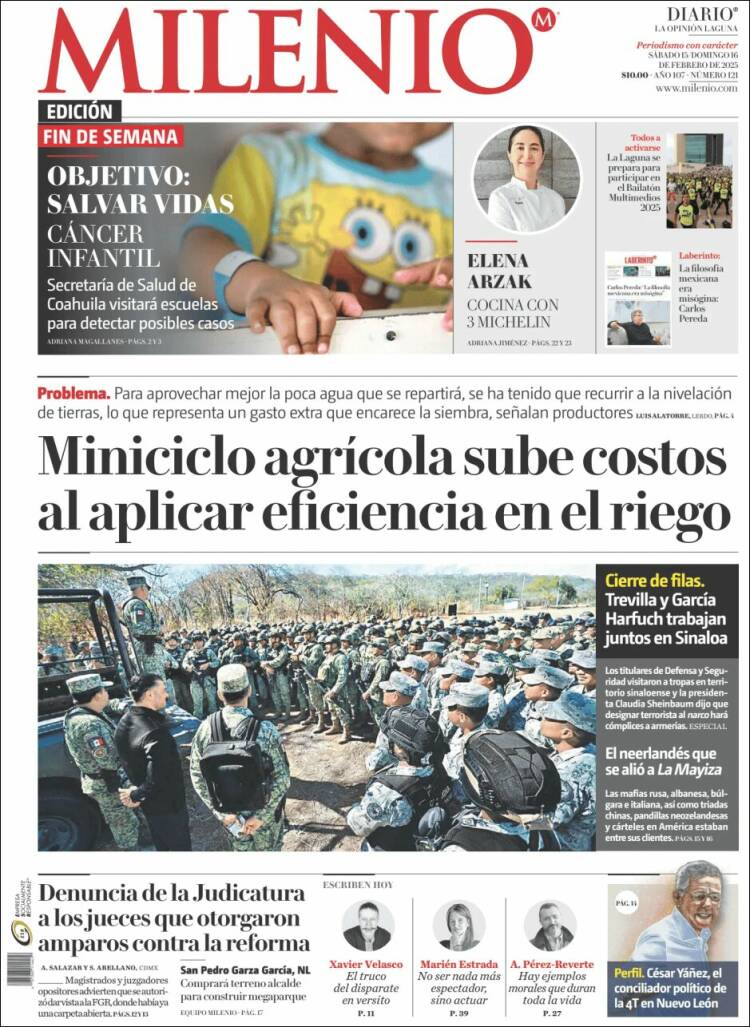 Portada de Milenio - Laguna (M&eacute;xico)
