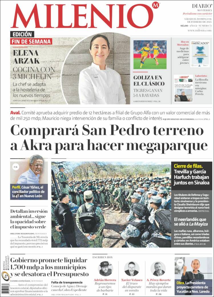 Portada de Milenio de Monterrey (M&eacute;xico)