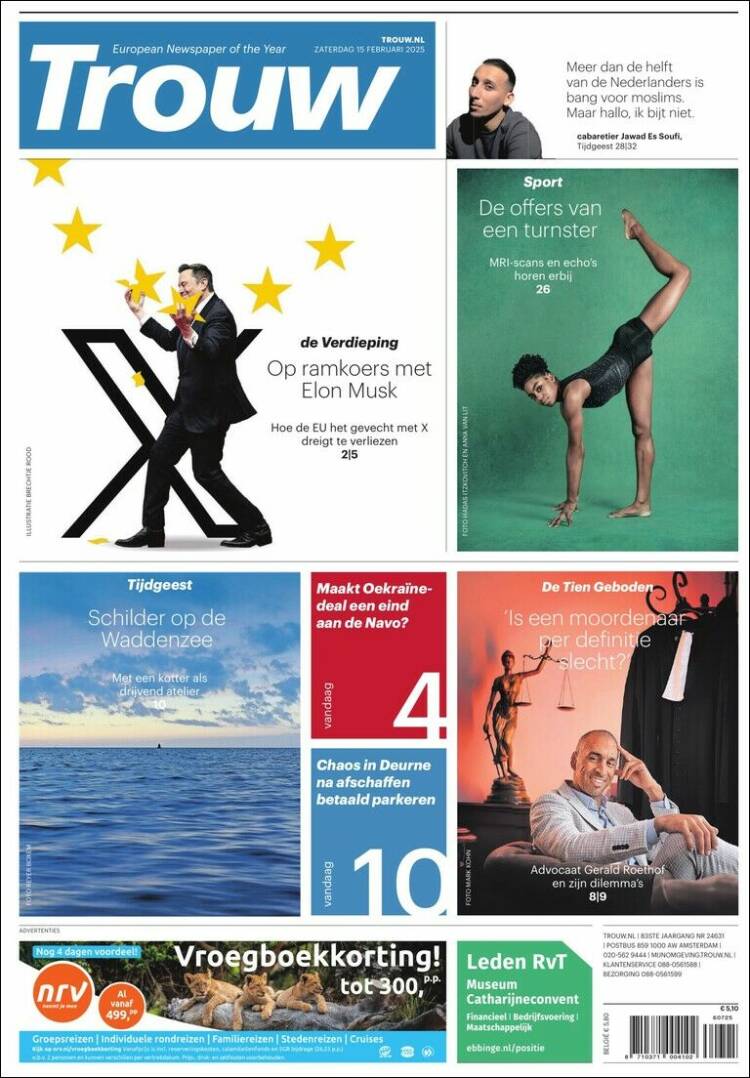 Portada de Trouw (Pa&iacute;ses Bajos)