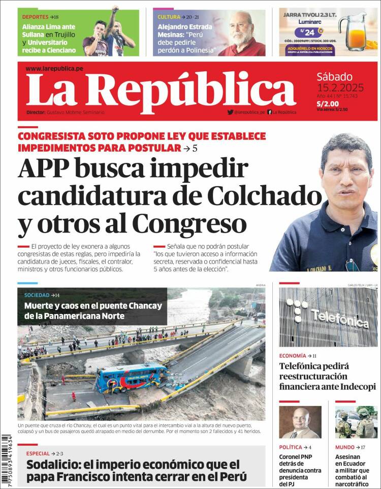 Portada de La Republica (Perú)