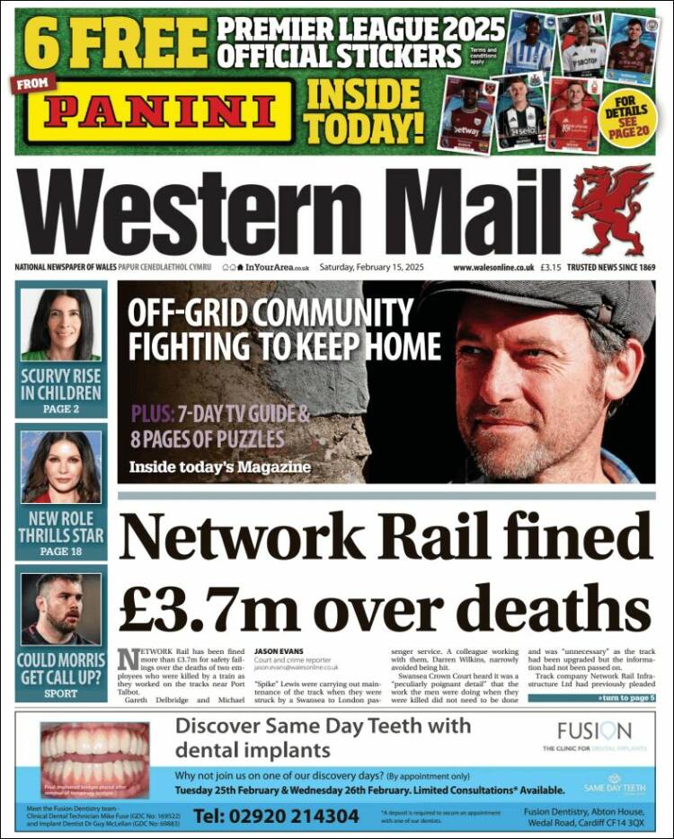Portada de Western Mail (Reino Unido)
